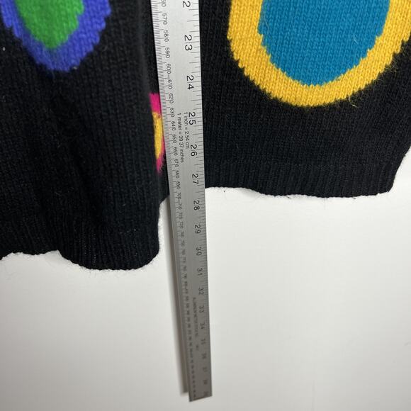VINTAGE Rafaella Sweater Womens‎ Medium Black Angora Lambswool Polka Dot 90s - Picture 7 of 8